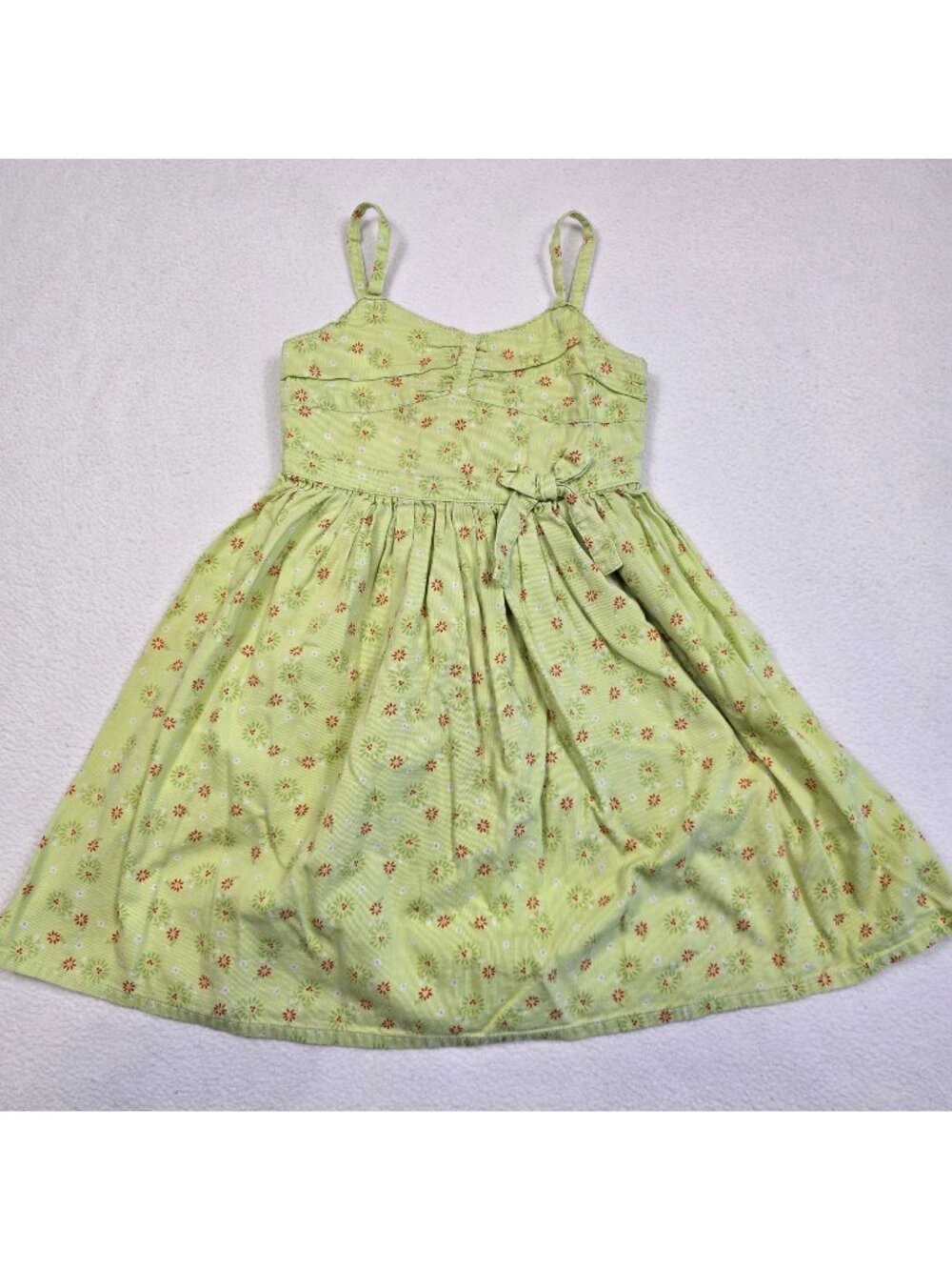 Laura Ashley Girls 6X Sundress Green Floral Sleeveless Cotton
